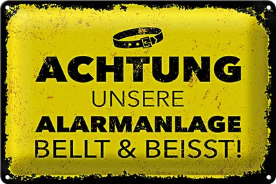 Produktbild von Blechschild Hund Achtung unsere Alarmanlage beisst 30x20cm