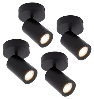Image de Ledvion Lot de 4 Spot LED Plafond Noir 1 spot GU10 3W blanc froid