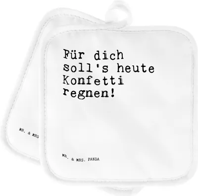 Produktbild von Mr. & Mrs. Panda Topflappen Für dich soll's heute... - Weiß - Geschenk, Topflappenset, Kochlappen, Frauen, Freund, Geburtstagsgeschenk, Kumpel, Set, Sprüche, topfhalter
