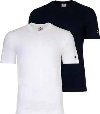Produktbild von Champion Herren T-Shirt, 2er Pack - 2Pack Crew-Neck, Kurzarm, Rundhals, Baumwolle, einfarbig Weiß/Dunkelblau M