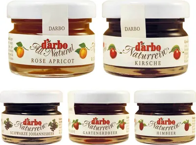 Image de assortiment de confitures darbo Pur Nature 5 sortes 60 mini-pots à 28g