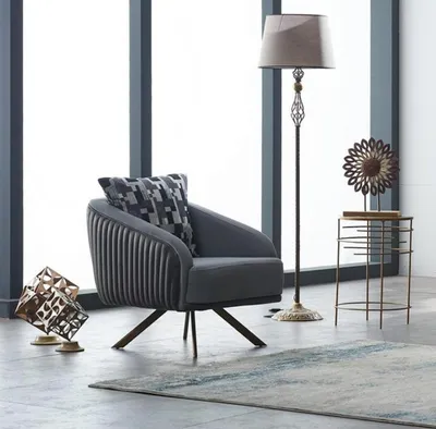 Produktbild von Polstersessel Wohnzimmer Sessel Einsitzer Stoff Grau Sitzer Design