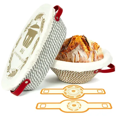 Gärkörbchen-Set 2-teilig, rund 24 cm & oval 28 cm, mit Leinen-Einlage