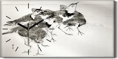 Produktbild von Küche Wohnzimmer Wand Leinwand Uhr 60x30 Malerei Asiatische Tier Vögel Kunst - schwarze Hände