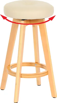 A bar stool with a cream seat and light wood legs, shown against a white background.