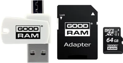 Zdjęcie produktu dla Goodram M1A4 All in One, 64 GB, MicroSDXC, Klasa 10, UHS-I, 100 MB/s, 10 MB/s