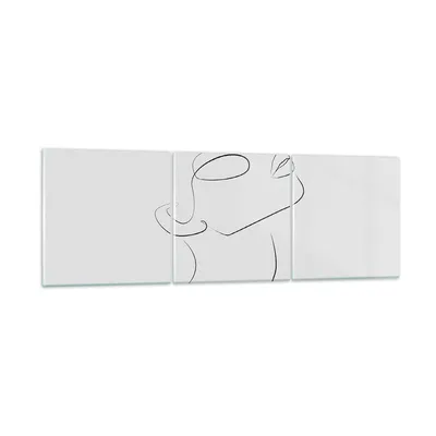 Produktbild von Bilder auf glas - 3 Teile - Stück Linear Gesicht - 150x50cm - Glasbilder - Wandbilder - Bilder - zum Aufhängen bereit - Wanddekoration aus Glas - Glas Bilder - Wandbild auf Glas - GCA150x50-4823