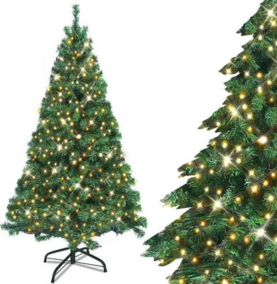 Obrázek produktu pro JOIEYOU Umělý vánoční stromek 210 cm s 350 LED osvětlením a kovovým stojanem Ø105 cm Zelený umělý vánoční stromek s 820 hroty větví a rychlým skládacím systémem z nehořlavého PVC