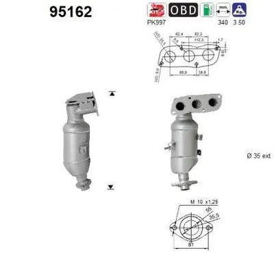 Produktbild von AS Katalysator Kat für TOYOTA Yaris Schrägheck (P9) 95162