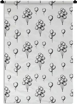 Produktbild von MuchoWow® Wandteppich Wandbehang Ballon - Muster - Schwarz und Weiß 60x90 cm Tapisserie Dekoration Wandtuch - Foto-Teppich - Abwaschbar