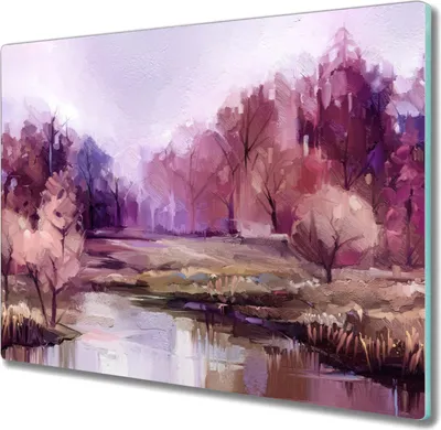 Produktbild von Coloray Küchenbrett Kochplattenabdeckung Hackbrett Schneidebrett Herdabdeckplatte 60x52 cm - Wald Wasser