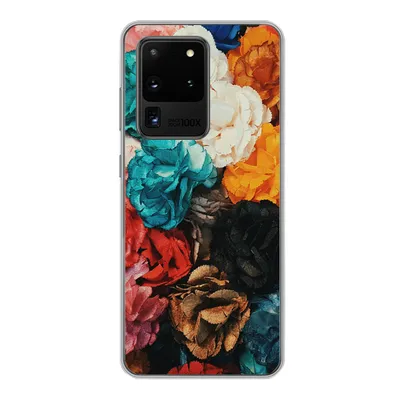 Produktbild von MuchoWow® Handyhülle Schutzhülle Hülle für Samsung Galaxy S20 Ultra Wand - Rosen - Abstrakt Silikon Softcase Handy Hülle - Karteninhaber