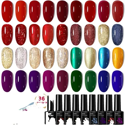Immagine prodotto di Set di smalti semipermanenti per unghie artificiali, 36 colori, formula semipermanente, modello TT36004