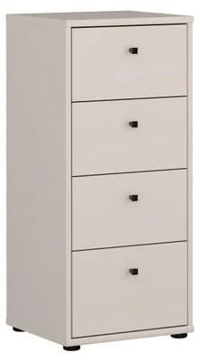 Produktbild von Forte TEMPRA 2 Kommode 40, moderne Kommode mit 4 Schubladen, Holzwerkstoff, Schlafzimmer, Wohnzimmer, Büro, Kaschmir|Beige, 38,6 cm breit x 85,5 cm hoch x 34,8 cm tief