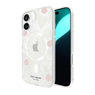 Immagine prodotto di Kate Spade, Custodia MagSafe per iPhone 16 Design Stockrose Floral, Trasparente