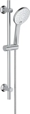 Zdjęcie produktu dla Drążek prysznicowy 70 cm, chrom, słuchawka 3 strumienie, regulowany uchwyt ścienny, do łazienki
