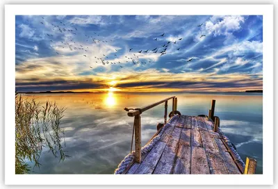 Produktbild von Poster - Poster ohne Rahmen - See Brücke - 91,5x61 cm - Wand Bild - Wanddeko - Wandbilder - Kunstposter - Wandposter - Bilder - Kunstdruck - Wanddekoration - Wandbild - P2XAA91x61-3963