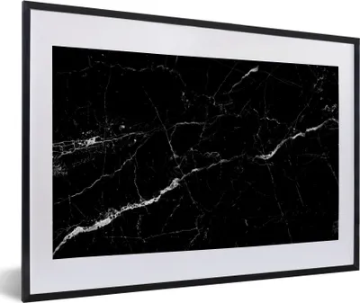 Produktbild von MuchoWow® Gerahmtes Poster Marmor - Schwarz - Marmoroptik - Weiß - Luxus - Stein 60x40 cm - Poster mit Schwarzem Bilderrahmen Wandposter Rahmen Foto Bilder - Schlafzimmer - Plakat in Rahmen - Drucken