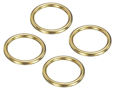 4 Messing-O-Ringe, 60x47 mm, gold, nahtlos, 7 mm dick