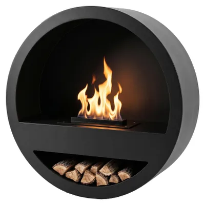 Immagine prodotto di Xaralyn Caminetto a bioetanolo da parete - Modello Orbit, colore nero - Potenza di riscaldamento: 2,5 kW - Caminetto da parete rotondo in metallo
