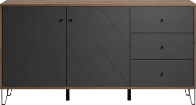 Produktbild von trendteam Montez Sideboard Eiche Nachbildung/Graphit, B/H/T ca. 183/76/40 cm