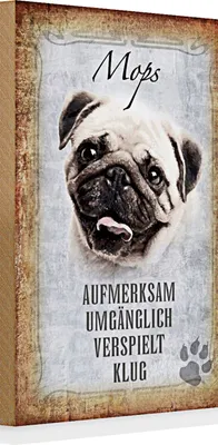 Produktbild von Holzschild Spruch 20x30cm Mops Hund