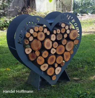 Produktbild von Regal Holz Aufbewahrung Herz Design Deko klein anthrazit 40 cm