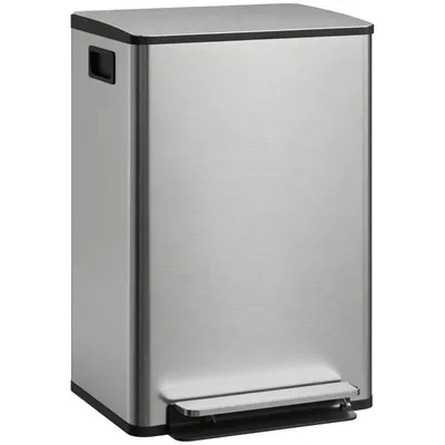 Produktbild von Mülleimer – 50-Liter-Küchenmülleimer – Fußpedal – Herausnehmbarer Inneneimer – Deckel mit Soft-Close-Funktion – 41,7 x 36,6 x 62 cm – Silber