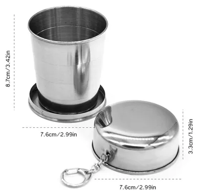 Produktbild von 240 ml tragbarer, ausziehbarer Wasserbecher, faltbarer Weinbecher aus Edelstahl, Mini-Glas, teleskopierbarer Faltbecher