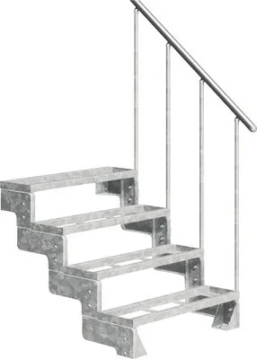 Produktbild von Aussentreppe Pertura Tallis mit Geländer 4 Steigungen Einlegestufen 80 cm Metall