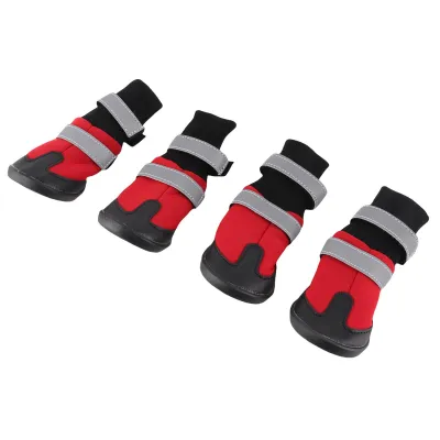 Produktbild von 4pcs Set wasserdichte Haustierhundschuhe Anti -Slip -Schutzstiefel für große Hunde rot L
