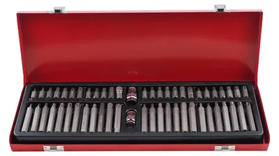 Image de Jeu d'embouts pour clé à douille - Carré de 1,27 cm - 54 pièces - Torx, Allen, polygonaux - T20–T55, H4–H12 - 30 mm, 75 mm