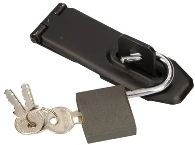 Productafbeelding van KOTARBAU® Overval met hangslot, verschillende afmetingen, overvalscharnier, overgooier, pantsergrendel, deurslot, veiligheidsoverval, gepoedercoat, 95 mm