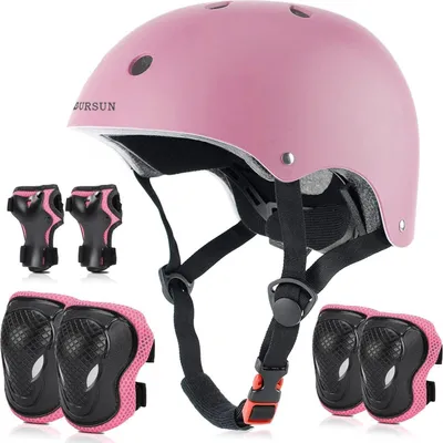 Produktbild von Kinder Fahrradhelm Kinderhelm 7 in 1 Set Rosa S