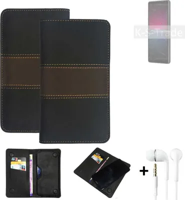 Produktbild von K-S-Trade Handyhülle + Kopfhörer kompatibel mit Sony Xperia 10 IV Schutzhülle Walletcase Bookstyle Tasche Schutz Case Hülle Wallet Cover