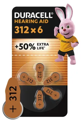 Immagine prodotto di Duracell Easy Tab Batterie Per Apparecchi Acustici Formato 312 1,45V - 6 Pezzi