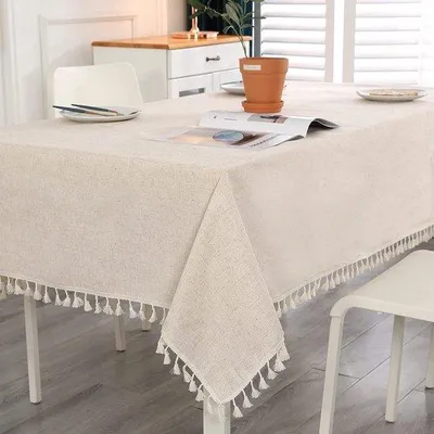 Obrázok produktu pre Famanu obrus obdĺžnikový, béžová farba - umývateľný - 140 x 350 cm