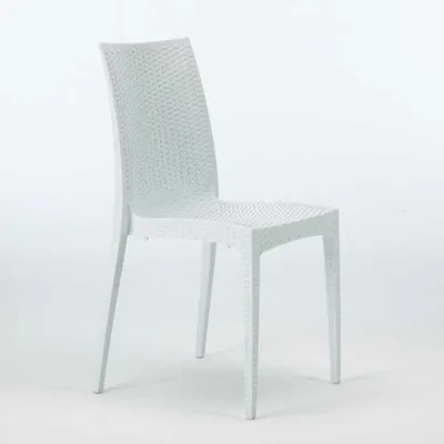 Produktbild von 22er Bistrot Grand Soleil Poly-Rattan-Stühle für Bar und Gartenrestaurant Stock - Weiß