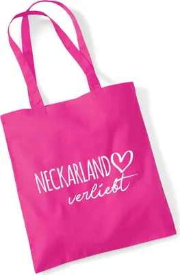 Produktbild von Huuraa Jutebeutel Neckarland verliebt 10 Liter Fuchsia Baumwolle Tasche Geschenkidee