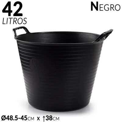 Image de Bac en plastique - Bac à mortier - 42 litres - Lot de 4 - Noir - Pour mortier, ciment, sable et gravats