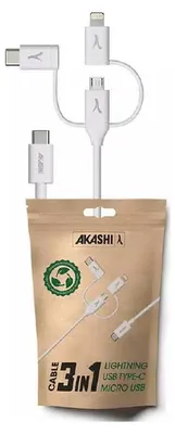 Image de Usb-c 1m 3/1 Typ/c+microusb+lightning Bl - Akashi