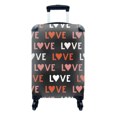 Produktbild von MuchoWow® Koffer Handgepäck Trolley Rollkoffer Kleine Reisekoffer mit 4 Rollen - Romantisch - Valentinstag - Liebe - Muster - Cabin Size < 55x40x23 cm & 55x40x20 cm - Fotokoffer - Kabinenkoffer - Boardgepäck - Reise-Box - Reisekoffer - Reisegepäck - Koffer mit Bild - Trolley für Kinder