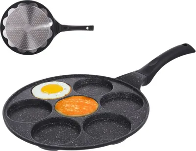 Produktbild von Orion Spiegelei-Pfanne Augenpfanne für 7 Eier Pancake Crepepfanne für Gas Induktion Antihaftbeschichtete Ø27cm GRANIT