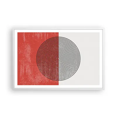 Produktbild von Gerahmtes Poster - Weißer Rahmen - Abstraktion Weiß-Rot Kreise - 91,5x61 cm - Wand Bild - Wanddeko - Wandbilder - Kunstposter - Wandposter - Bilderrahmen - Bilder - Kunstdruck - P2WAA91x61-4370