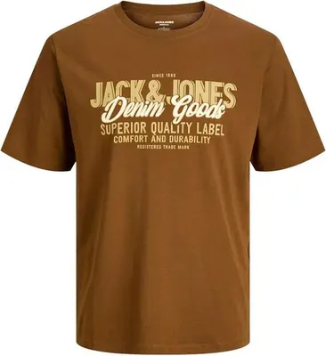 Produktbild von Jack & Jones Logo 2 Col Sn Kurzarm-t-shirt Braun S Herren Braun S