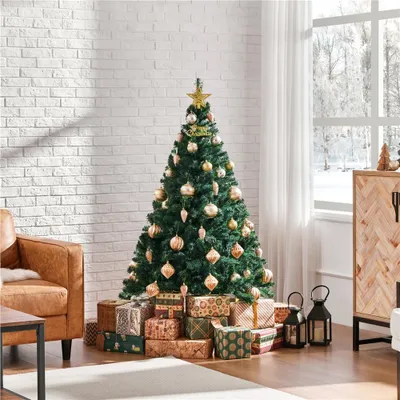 Produktbild von Yaheetech 154 cm Künstlicher Weihnachtsbaum mit 398 Spitzen & faltbarem Metallständer, Tannenbaum Kunstbaum für Weihnachten, Grün