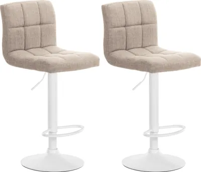 Produktbild von CLP 2er Set Barhocker Calma Stoff drehbar und höhenverstellbar - creme Material Gestell Metall matt weiss