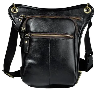 Immagine prodotto di Borsa a tracolla in pelle, marsupio da cintura, nera, 14 x 4 x 22 cm