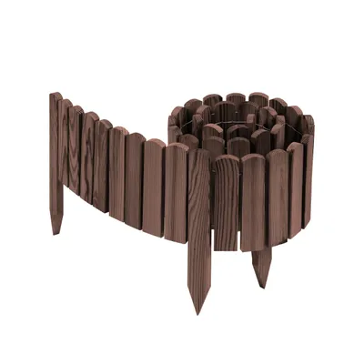 Zdjęcie produktu dla Woodygift płotek ogrodowy drewniany 200x40 cm palisada ogrodowa obrzeże trawnikowe obrzeże do rabat płotek do ogrodu orzech