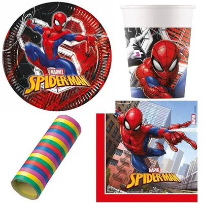 Produktbild von Partyset Spiderman Kindergeburtstag Einweggeschirr für 8 Kinder 37 tlg.
